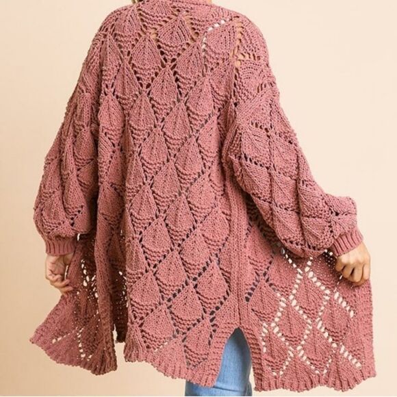 PLUS SIZE KNIT LONG SLEEVE CARDIGAN SIZES XL 12-14 1X 14-16 - Picture 6 of 7